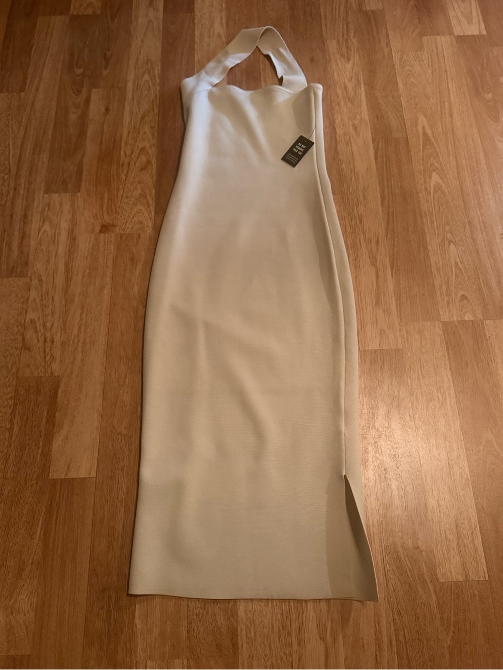 Express Cream Halter Maxi Dress with Side Slit